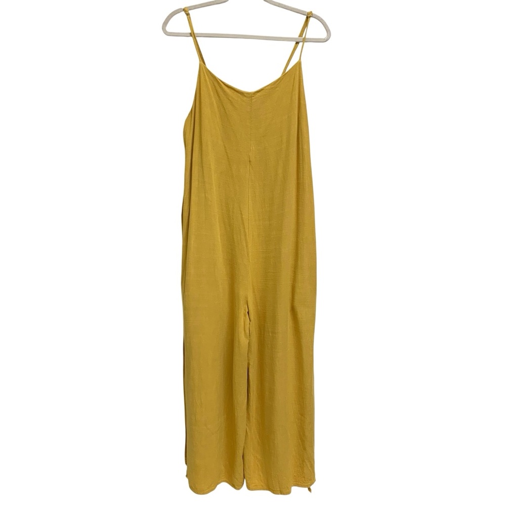 Love In Linen Blend Mustard Yellow Wide-Leg Sleeveless Jumpsuit Women’s Sz XL